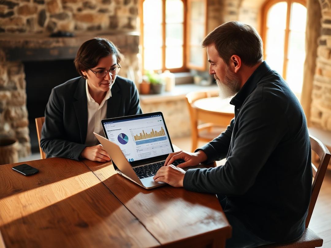 Consultant et propriétaire analysant un audit de performance